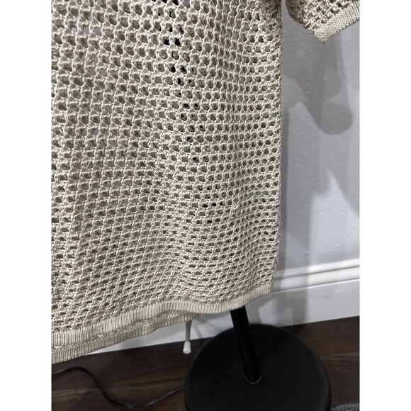 Syllables Mesh Knit Beige Short Sleeve Sweater By Syllables System Size L - Picture 5 of 9